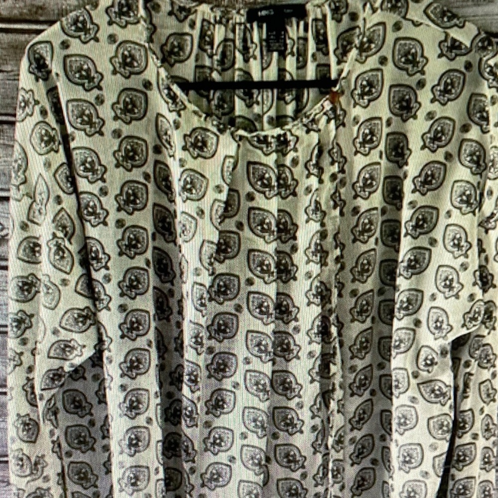 Mango Cream Blouse with Black Paisley Print